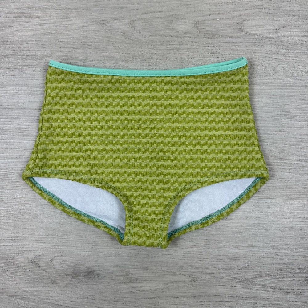 Seea Flor High Waist Retro Cut Textured Swim Bottoms Size XS Green - Picture 6 of 8